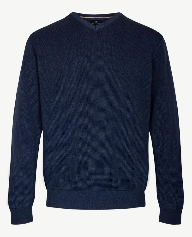 Baileys - Herenpullover V-hals - Structuurtje - Denimblue