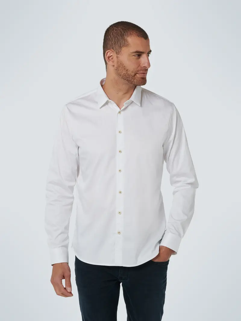 Basic Stretch Shirt Satijn Weefsel Wit