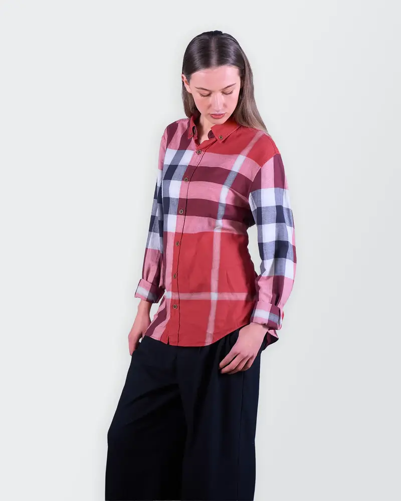 Burberry Red Button-up Shirt - M