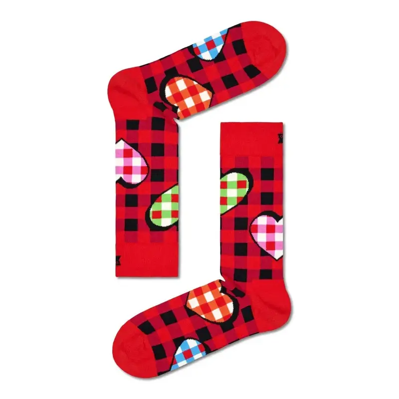 Checked Heart Socks P000261