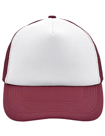 Daiber - 5-Panel Polyester Mesh Pet - White/Burgundy