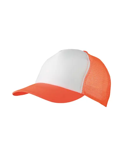 Daiber - 5-Panel Polyester Mesh Pet - White/Neon Orange
