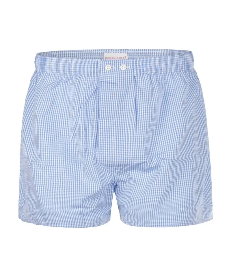 Derek Rose Boxer | Gingham 1 Bleu