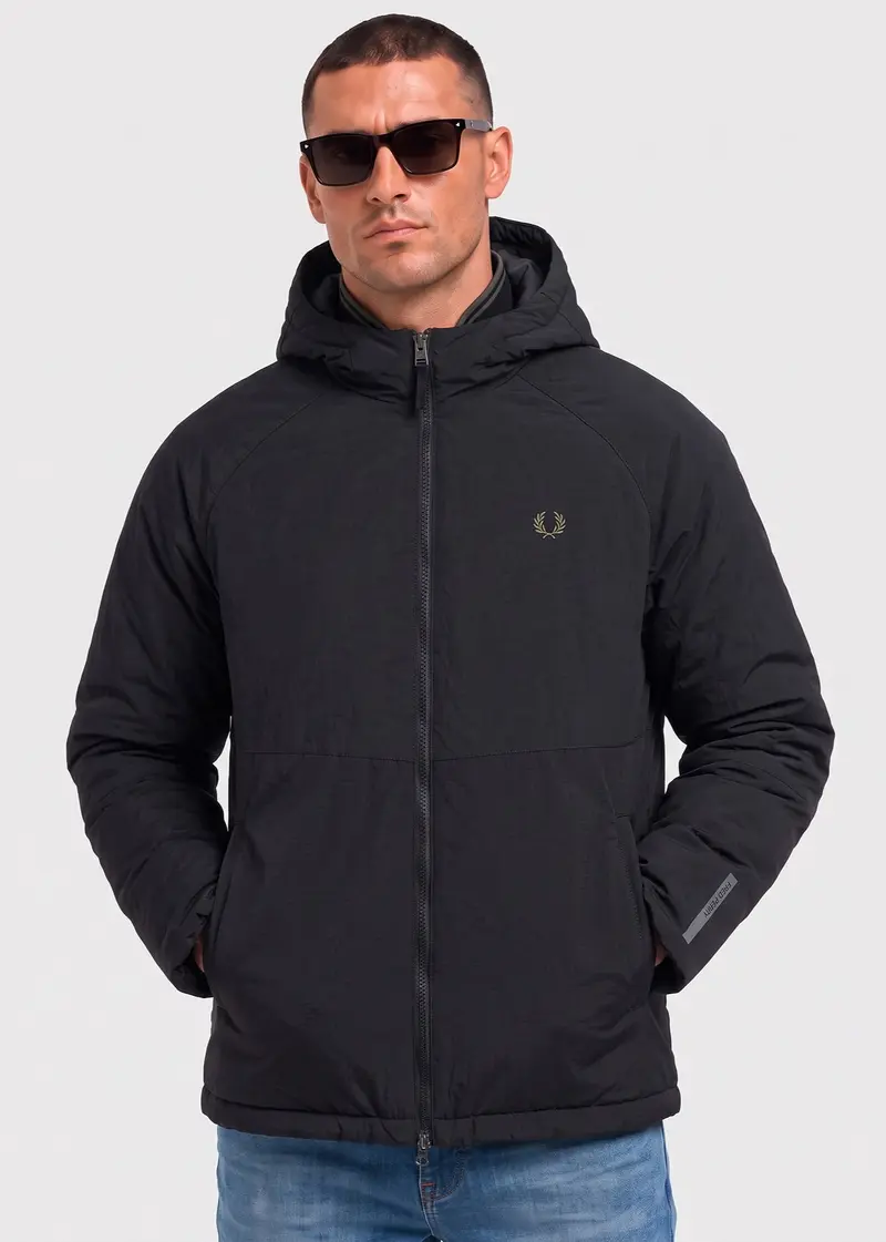 Fabric block padded jacket - black