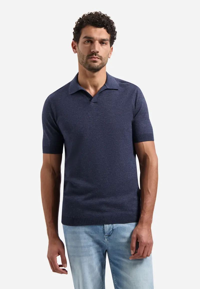 Gebreide polo met V-hals | Night