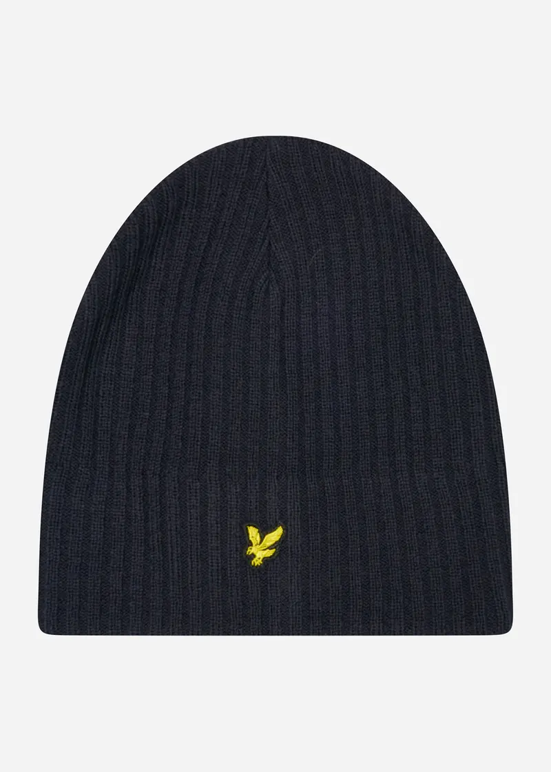 Knitted ribbed beanie - dark navy