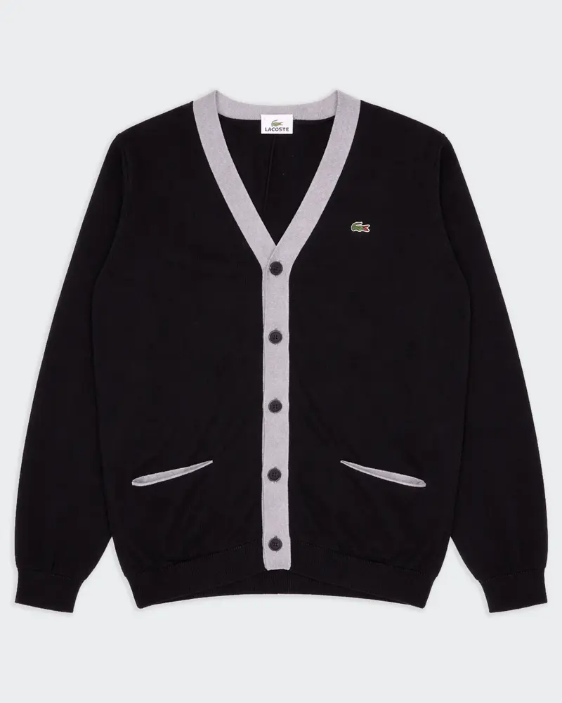 Lacoste Black Button Cardigan - L