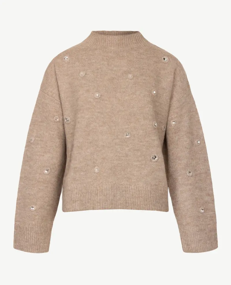 Le Comte - Pullover - Coll - Beige met glitters