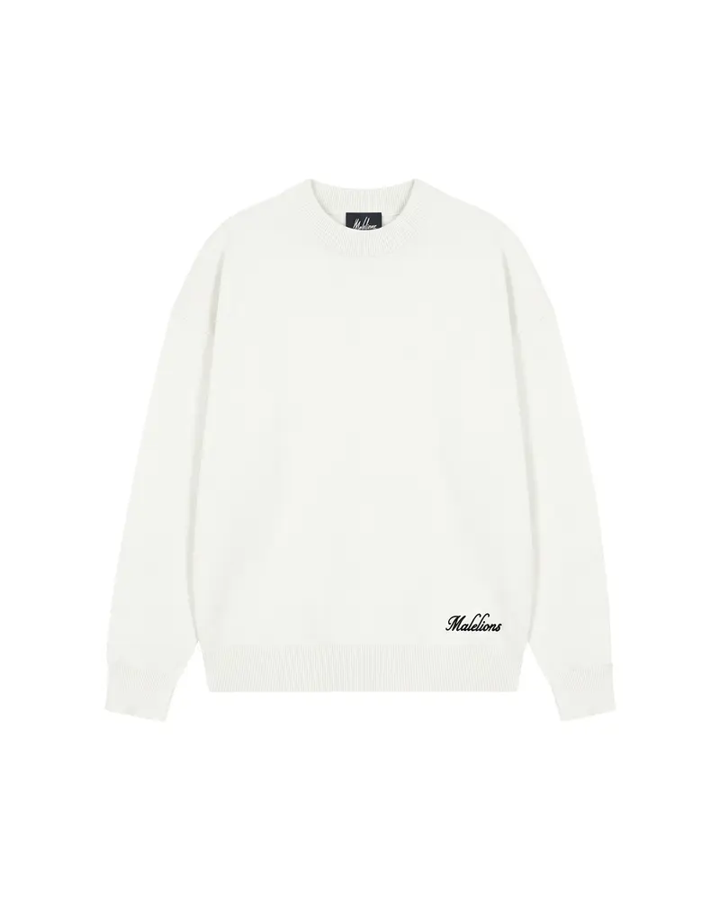 Malelions Junior Knitted Script Sweater | Off-White