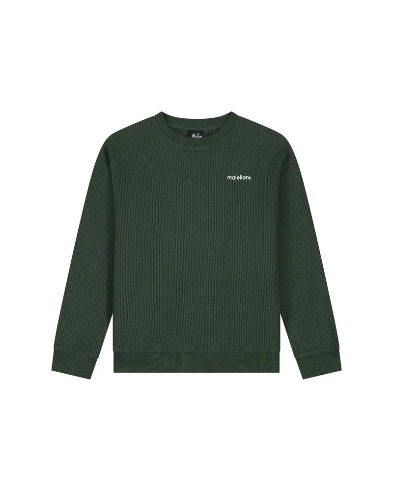 Malelions Junior Relaxed Basic Waffle Sweater | Racing Green