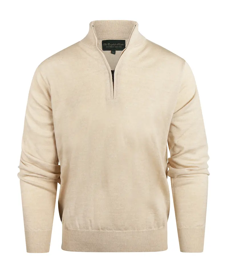 Merino Half Zip Pullover | Beige