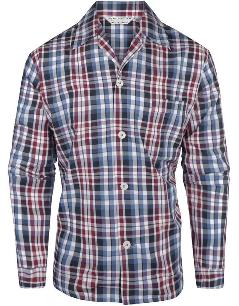 Pyjama Katoen | Blue Navy Red check