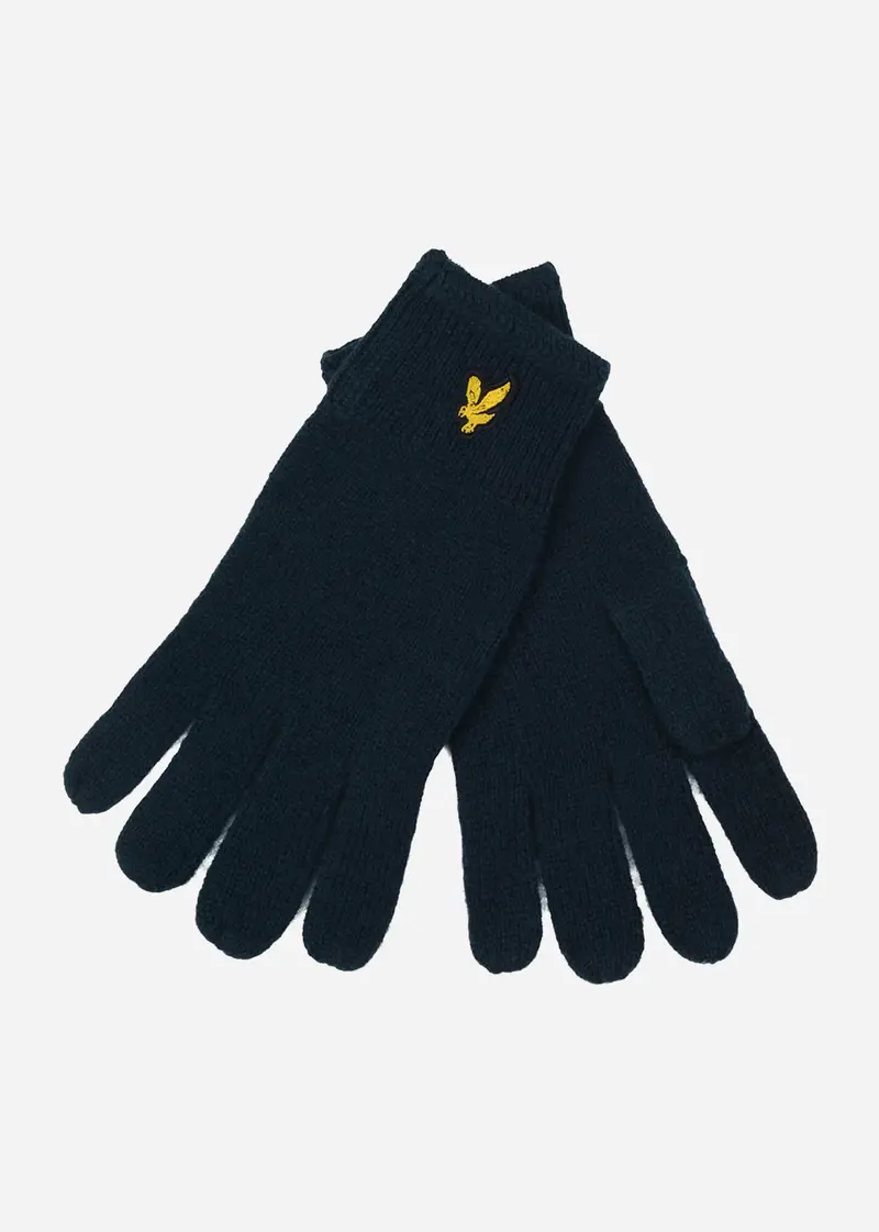 Racked ribbed gloves - dark navy
