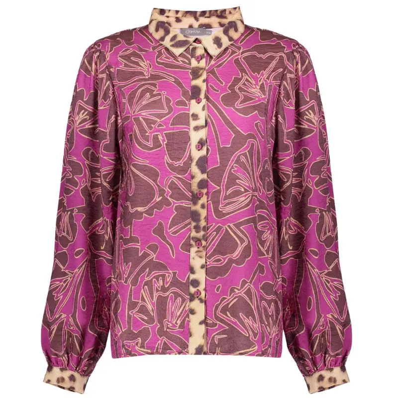 Roze geprinte panter blouse 53937