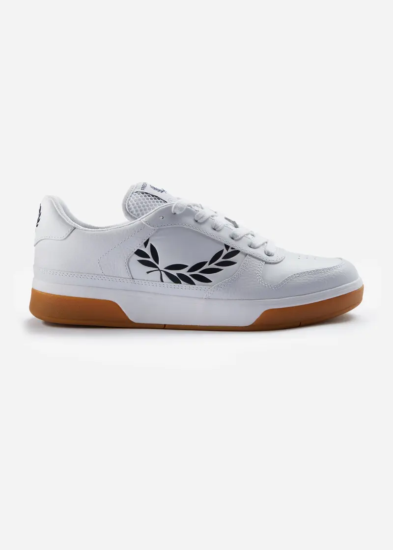 Textured leather - white navy